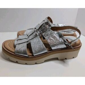 Söfft Patrina Lug Platform Leather Sandals Silver Women's 8 Glam Comfort Walking